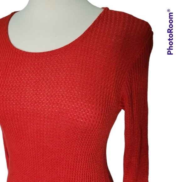NWT Lana Button Back Rust Waffle Knit Top - Picture 5 of 11